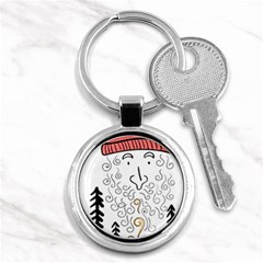 Santa Claus Cabin Hut Campfire Key Chain (round) by Ndabl3x