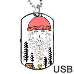 Santa Claus Cabin Hut Campfire Dog Tag Usb Flash (two Sides) by Ndabl3x