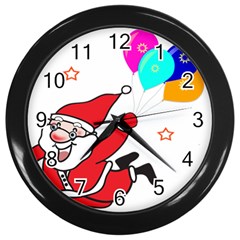 Nicholas Santa Claus Balloons Stars Wall Clock (black) by Ndabl3x