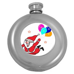 Nicholas Santa Claus Balloons Stars Round Hip Flask (5 Oz) by Ndabl3x