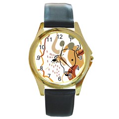 Abstract Bull Art Design Round Gold Metal Watch by Ndabl3x