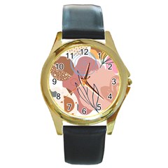 Abstract Circles Art Design Round Gold Metal Watch by Ndabl3x