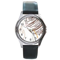 Abstract Hand Vine Lines Drawing Round Metal Watch