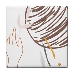 Abstract Hand Vine Lines Drawing Tile Coaster