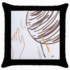 Abstract Hand Vine Lines Drawing Throw Pillow Case (Black)