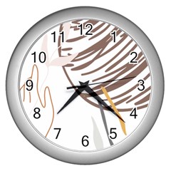 Abstract Hand Vine Lines Drawing Wall Clock (Silver)