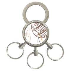 Abstract Hand Vine Lines Drawing 3-Ring Key Chain