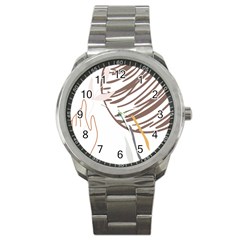 Abstract Hand Vine Lines Drawing Sport Metal Watch