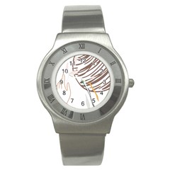 Abstract Hand Vine Lines Drawing Stainless Steel Watch