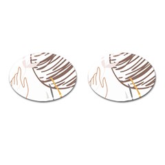 Abstract Hand Vine Lines Drawing Cufflinks (Oval)