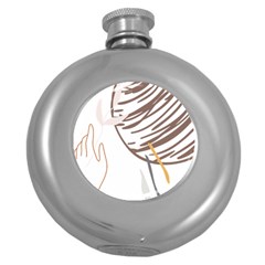 Abstract Hand Vine Lines Drawing Round Hip Flask (5 oz)