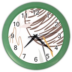 Abstract Hand Vine Lines Drawing Color Wall Clock