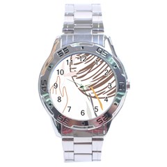 Abstract Hand Vine Lines Drawing Stainless Steel Analogue Watch