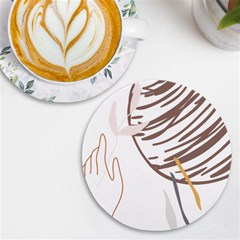 Abstract Hand Vine Lines Drawing UV Print Round Tile Coaster