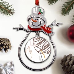 Abstract Hand Vine Lines Drawing Metal Snowman Ornament