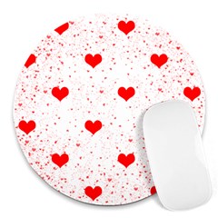 Hearts Romantic Love Valentines Round Mousepad by Ndabl3x