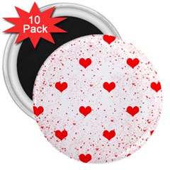 Hearts Romantic Love Valentines 3  Magnets (10 Pack)  by Ndabl3x