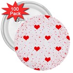 Hearts Romantic Love Valentines 3  Buttons (100 pack)  Front