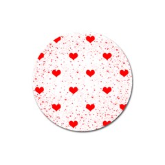 Hearts Romantic Love Valentines Magnet 3  (round) by Ndabl3x