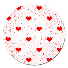 Hearts Romantic Love Valentines Magnet 5  (round) by Ndabl3x