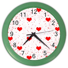 Hearts Romantic Love Valentines Color Wall Clock by Ndabl3x