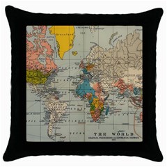 Vintage World Map Throw Pillow Case (black) by Ndabl3x