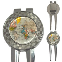 Vintage World Map 3-in-1 Golf Divots