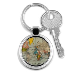 Vintage World Map Key Chain (Round)