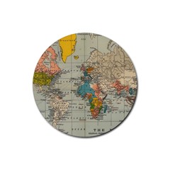 Vintage World Map Rubber Coaster (Round)