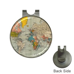 Vintage World Map Hat Clips with Golf Markers