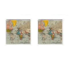 Vintage World Map Cufflinks (square)