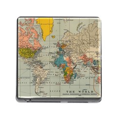 Vintage World Map Memory Card Reader (Square 5 Slot)