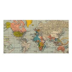 Vintage World Map Satin Shawl 45  x 80 