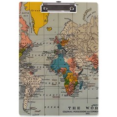 Vintage World Map A4 Acrylic Clipboard