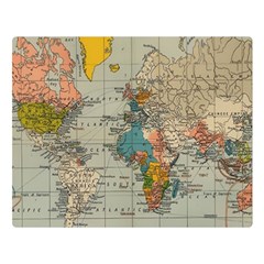 Vintage World Map Premium Plush Fleece Blanket (Large)