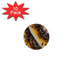 Yellow And Black Bees On Brown And Black 1  Mini Buttons (10 Pack)  by Ndabl3x