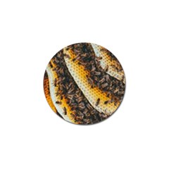 Yellow And Black Bees On Brown And Black Golf Ball Marker by Ndabl3x