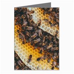 Yellow And Black Bees On Brown And Black Greeting Card by Ndabl3x