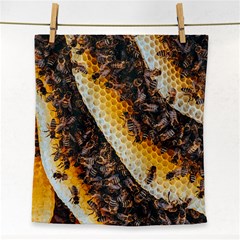 Yellow And Black Bees On Brown And Black Face Towel by Ndabl3x