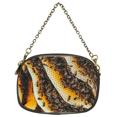 Yellow And Black Bees On Brown And Black Chain Purse (one Side) by Ndabl3x