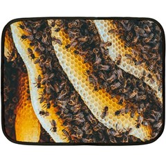 Yellow And Black Bees On Brown And Black Fleece Blanket (mini) by Ndabl3x