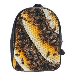 Yellow And Black Bees On Brown And Black School Bag (large) by Ndabl3x