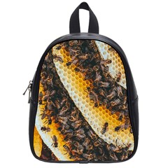 Yellow And Black Bees On Brown And Black School Bag (small) by Ndabl3x