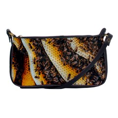 Yellow And Black Bees On Brown And Black Shoulder Clutch Bag by Ndabl3x