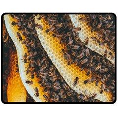 Yellow And Black Bees On Brown And Black Fleece Blanket (medium) by Ndabl3x