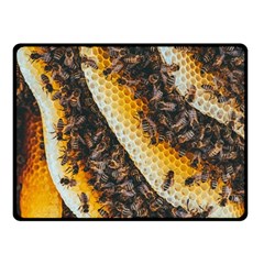 Yellow And Black Bees On Brown And Black Fleece Blanket (small) by Ndabl3x