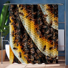 Yellow And Black Bees On Brown And Black Shower Curtain 60  X 72  (medium)  by Ndabl3x