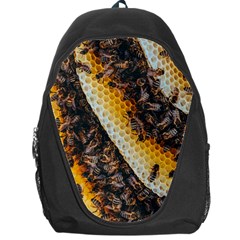 Yellow And Black Bees On Brown And Black Backpack Bag by Ndabl3x