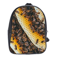 Yellow And Black Bees On Brown And Black School Bag (xl) by Ndabl3x