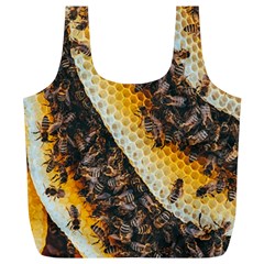 Yellow And Black Bees On Brown And Black Full Print Recycle Bag (xl) by Ndabl3x